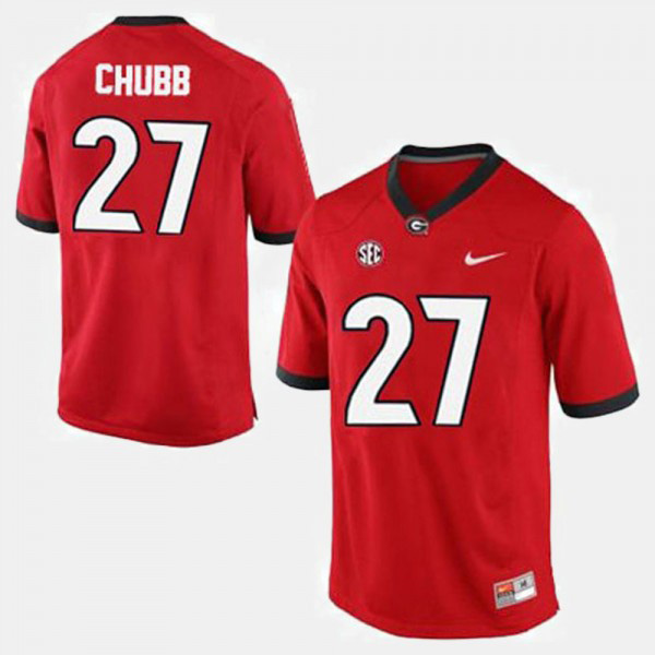 Men's #27 Nick Chubb Georgia Bulldogs College Football Jersey - Red
